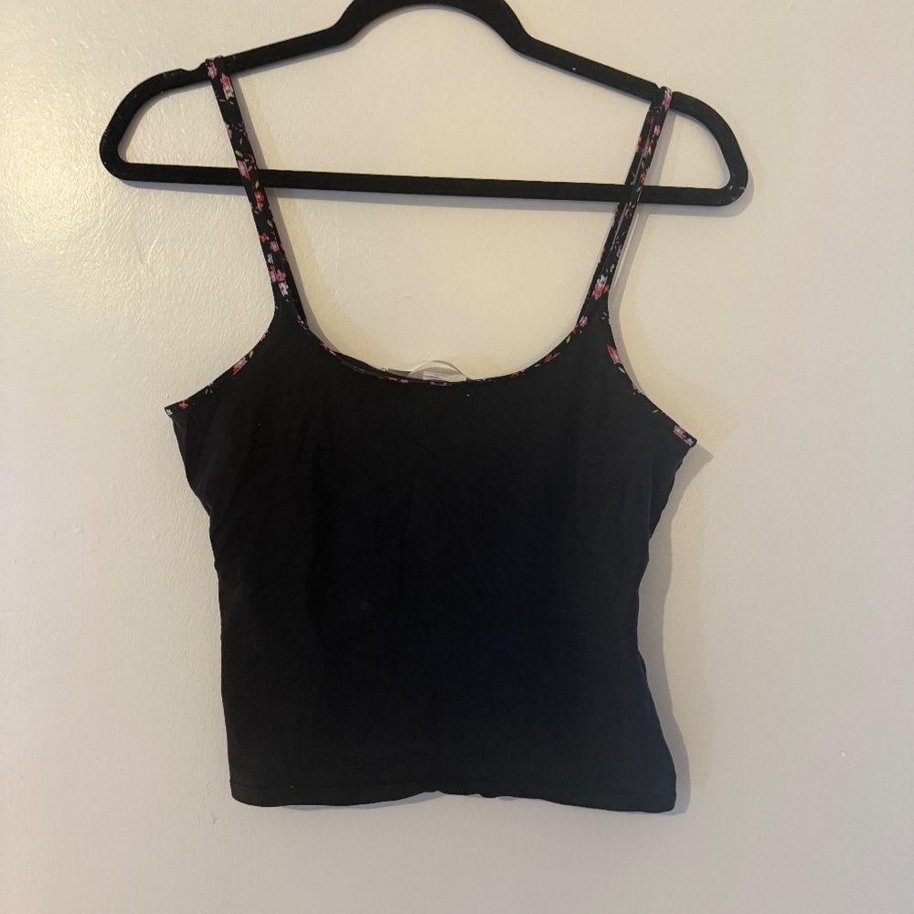 Vintage VS PINK Cami Victoria’s Secret 2003 M Black Floral